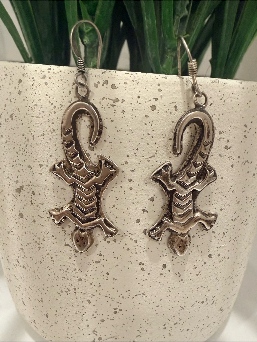 Gila Monster vintage Dangle 925 Earrings